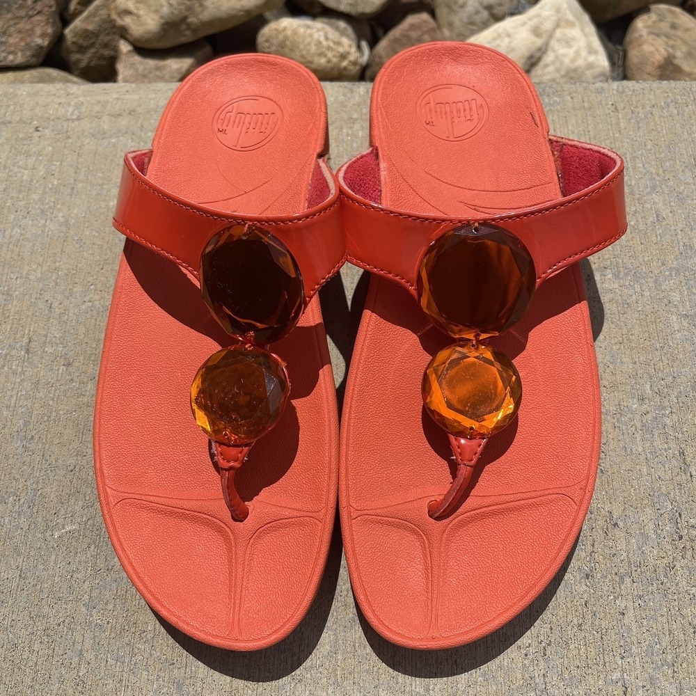 Fit Flop‎ Luna Pop Thong Sandal Size 36 US 5 Gems Orange